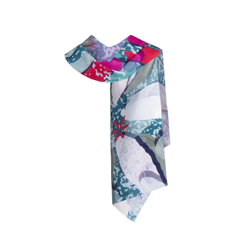 Shawl CROATA Thematic  Water fountain Light green  Silk 100%  