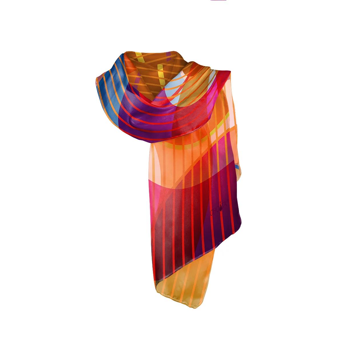 Shawl CROATA Classic Shawl, classic Ovals Orange  Silk 100%  