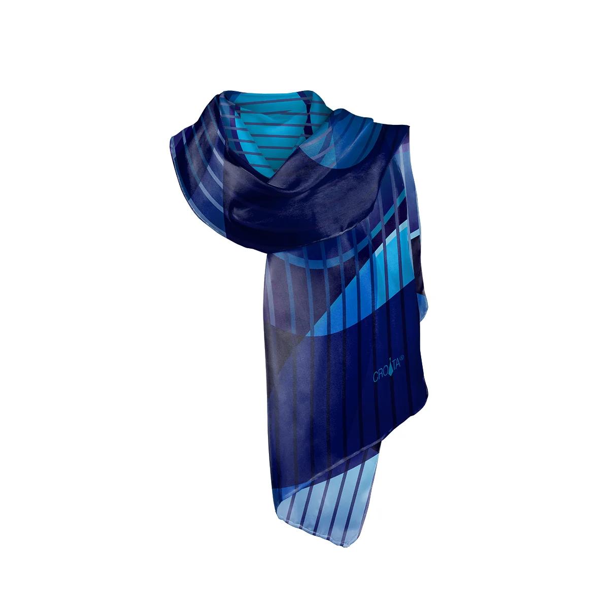 Shawl CROATA Classic Shawl, classic Ovals Blue  Silk 100%  