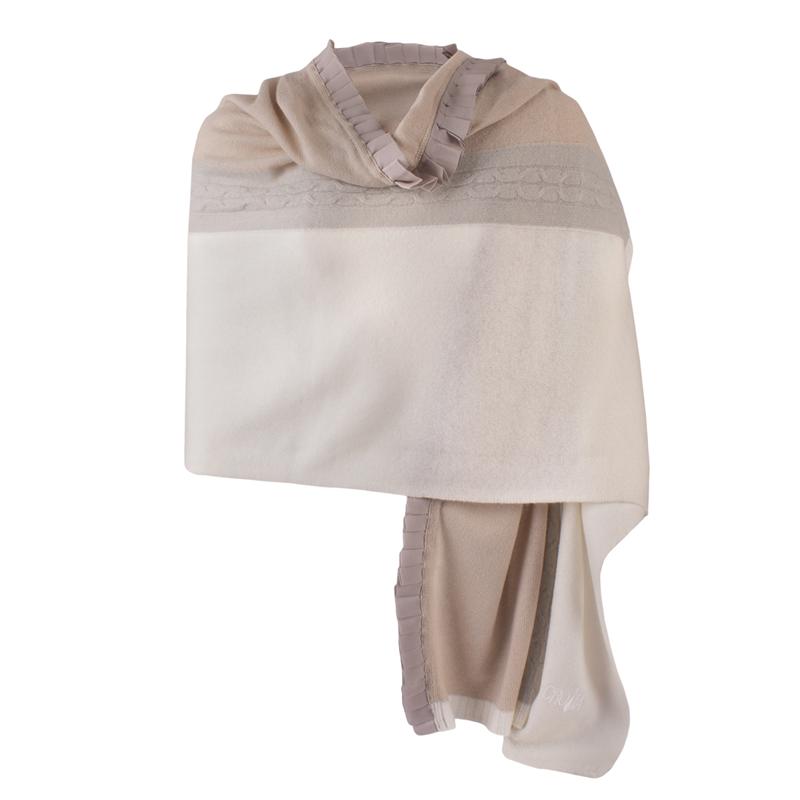Shawl CROATA Dubrovnik Thematic Limited edition Braiding White  Cashmere 100%  