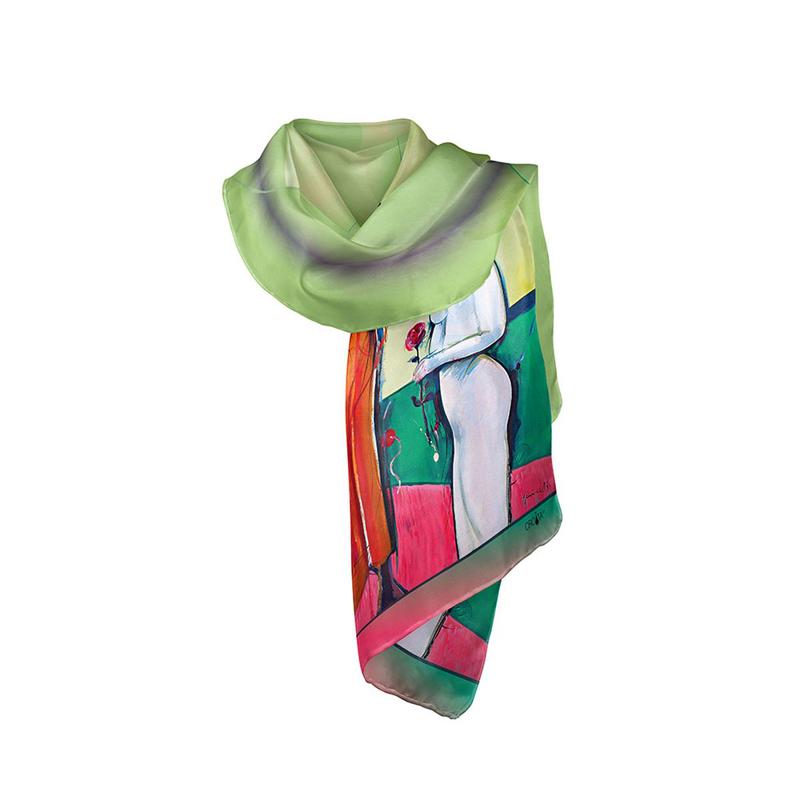 Shawl CROATA Art Thematic  Prica Light green  Silk 100%  