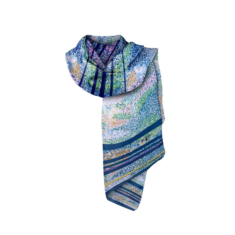 Shawl CROATA Art Thematic   Blue  Silk 100%  
