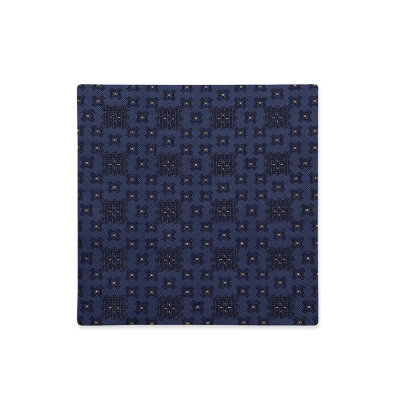 Pocket square CROATA auHRum Thematic Limited edition Braiding Blue  Silk 87%,Metalized silk thread(gold)13%  