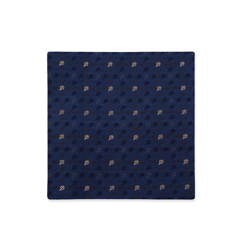 Pocket square CROATA AuHRum Thematic Limited edition Glagolitic alphabet Blue  Silk 89%, Metalized silk thread (gold) limited 11%  