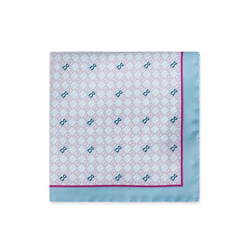 Pocket square CROATA Thematic Thematic Glagolitic alphabet Light blue  Silk 100%  