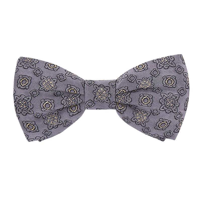 Bow tie CROATA AuHRum Thematic  Braiding Light grey  Silk 80%, Golden laminated silk thread 20%  