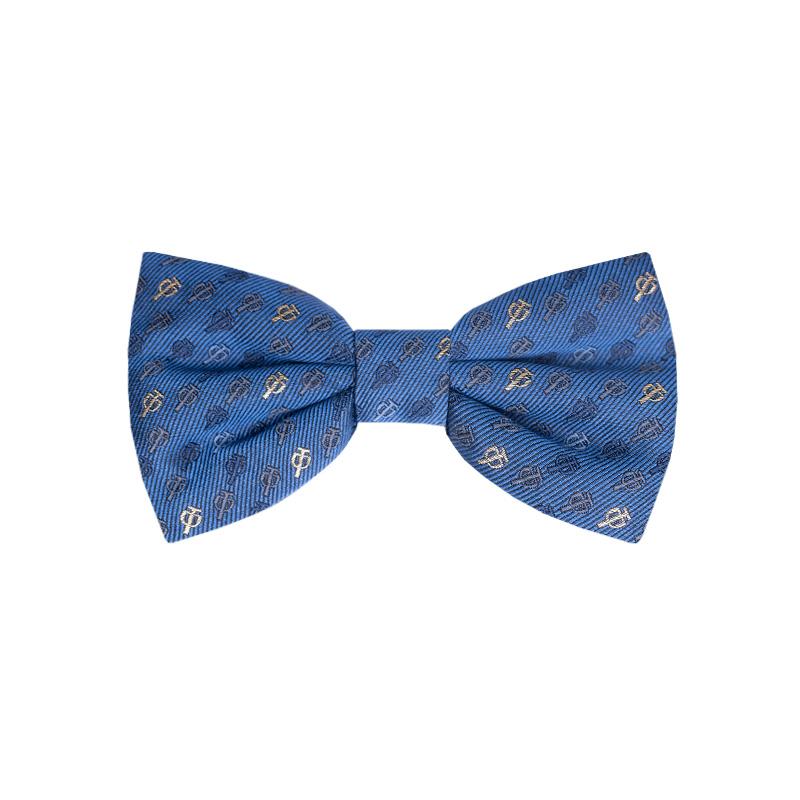 Bow tie CROATA AuHRum Thematic  Glagolitic alphabet Blue  Silk 89%, Metalized silk thread (gold) limited 11%  
