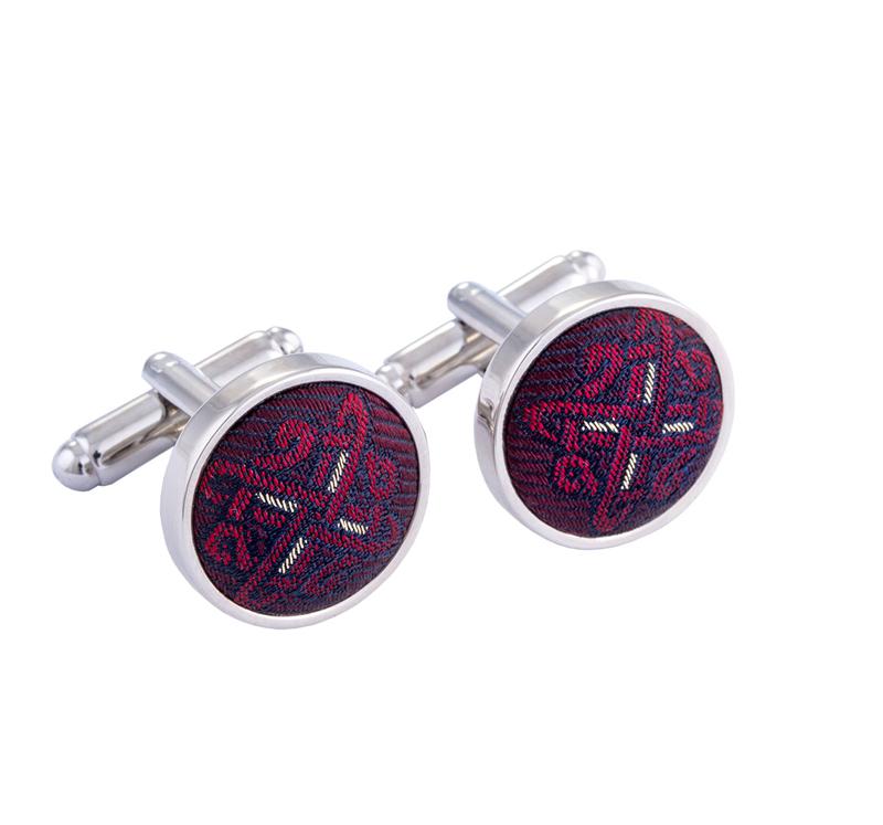 Cufflinks CROATA auHRum Thematic  Braiding Wine red  Silk 89%, Metalized silk thread (gold) limited 11%  