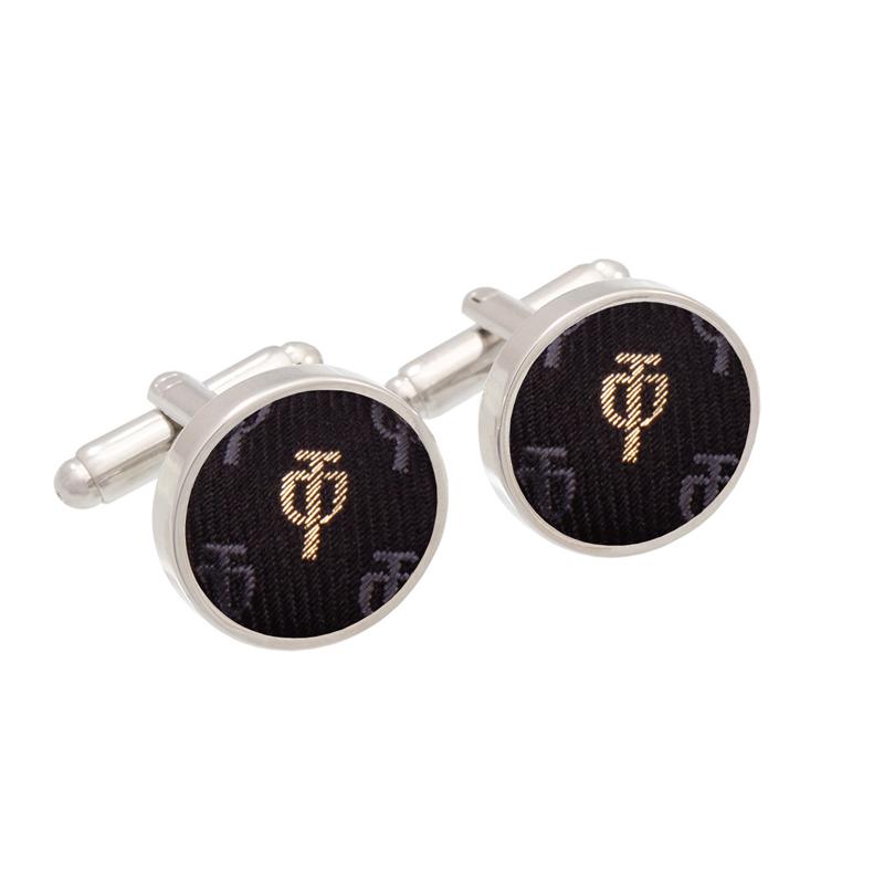 Cufflinks CROATA AuHRum Thematic Thematic Glagolitic alphabet Black  Silk 89%, Metalized silk thread (gold) limited 11%  