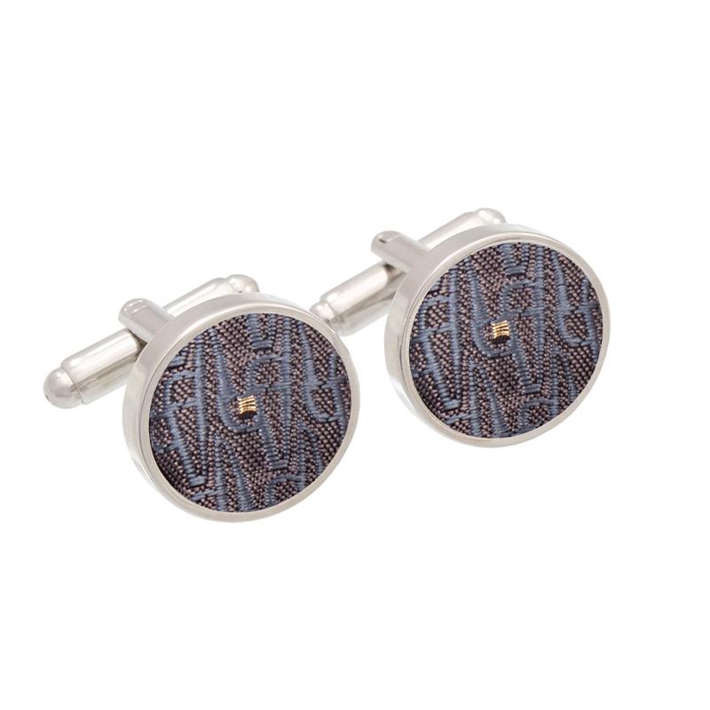 Cufflinks CROATA AuHRum Thematic Thematic Glagolitic alphabet Grey  Silk 93%, Metalized silk thread (gold) limited 7%  