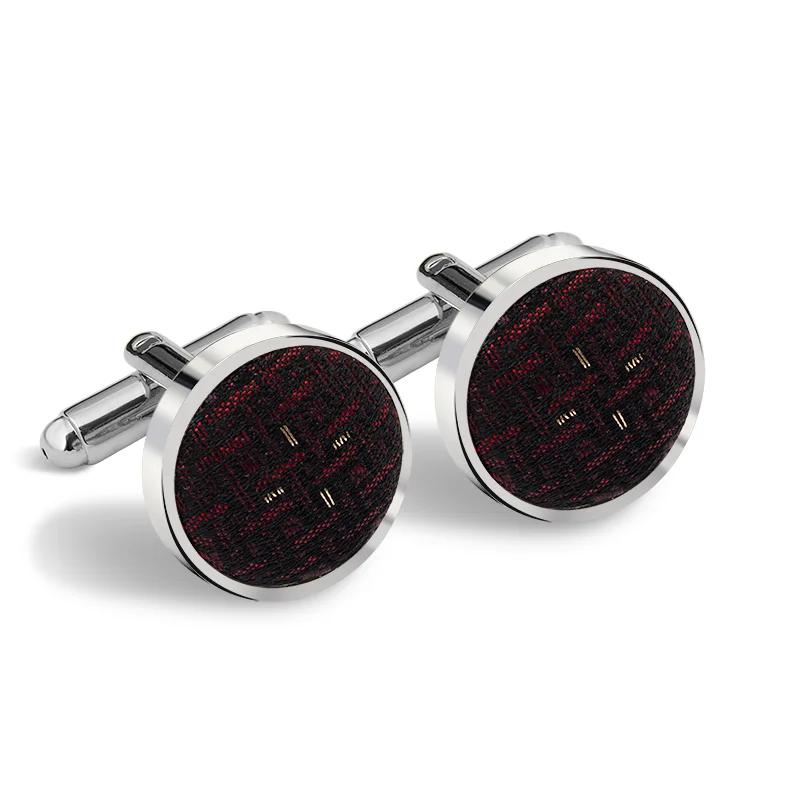 Cufflinks AuHRum Thematic  Braiding Wine red  Silk 87%,Metalized silk thread(gold)13%  