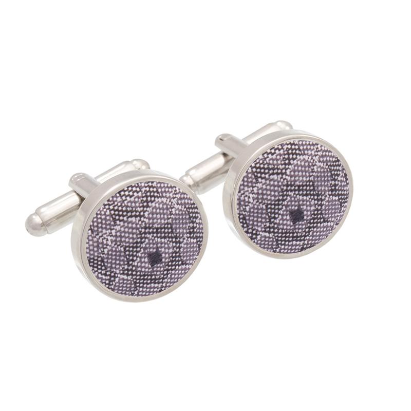 Cufflinks CROATA Classic  Squares Grey  Silk 95%, Metalized fiber (gold)5%  