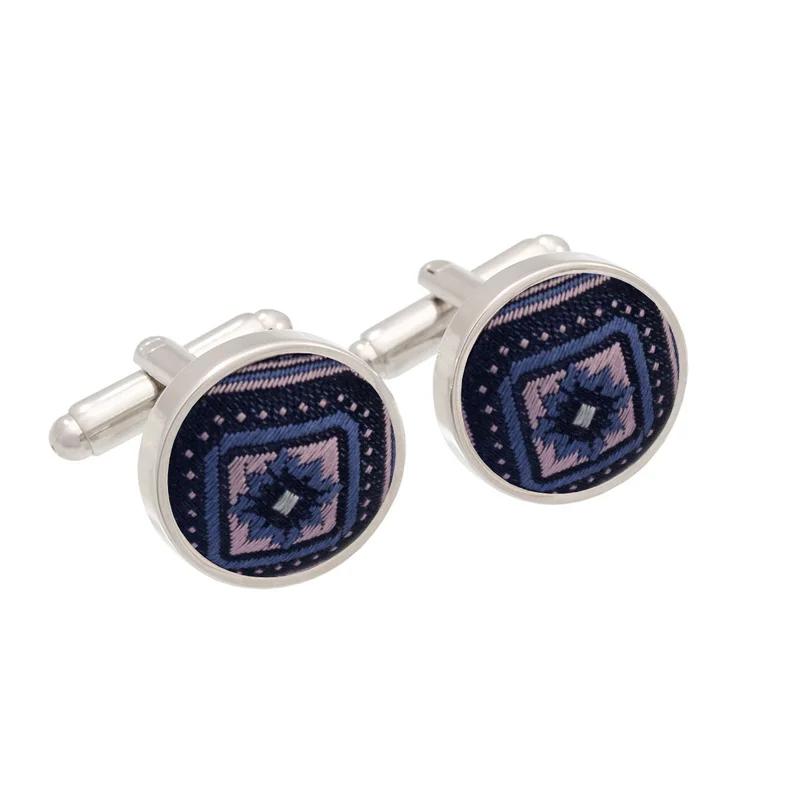 Cufflinks Thematic  Flora and Fauna Blue  Silk 100%  