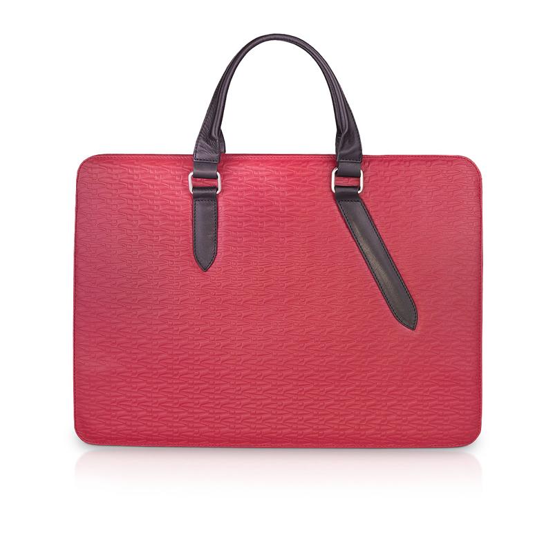 Laptop bag CROATA Thematic Thematic Glagolitic alphabet Red  Leather 100%  