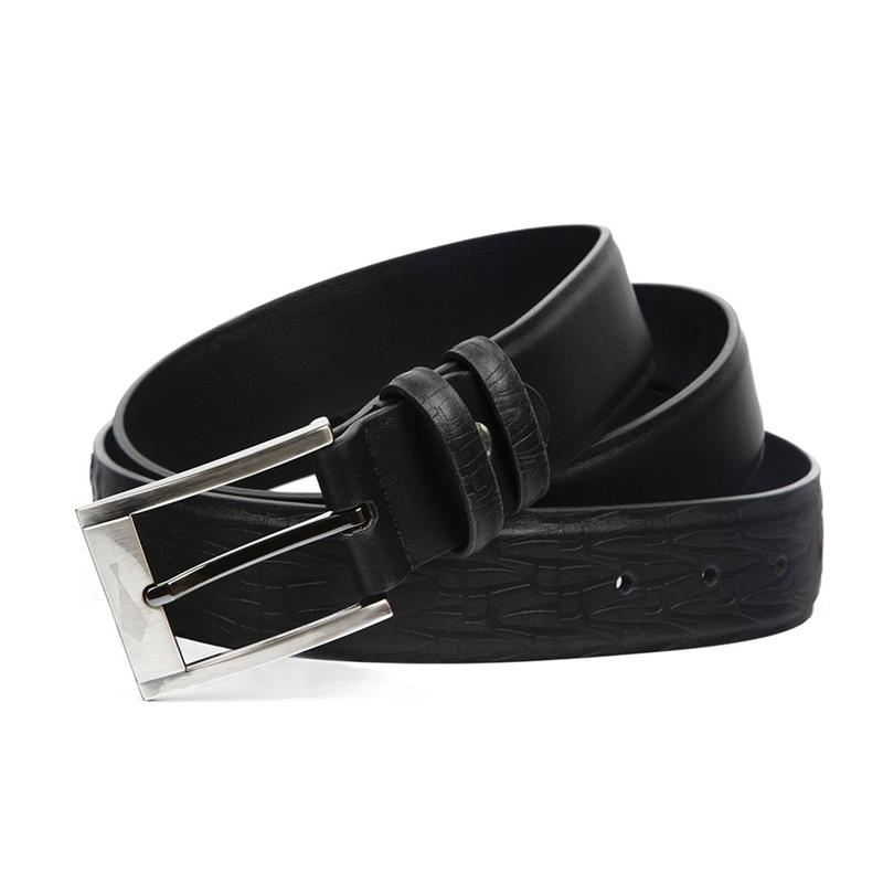 Belt CROATA Brijuni Thematic Single tongue buckle Glagolitic alphabet Black  Leather 100%  