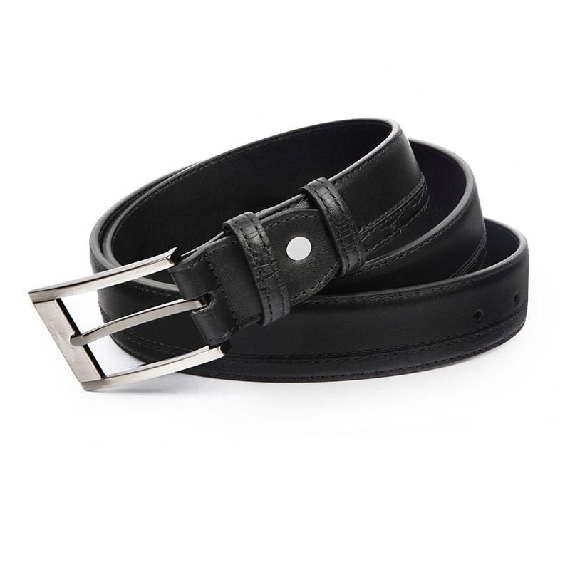 Belt CROATA Brijuni Thematic Single tongue buckle Glagolitic alphabet Black  Leather 100%  