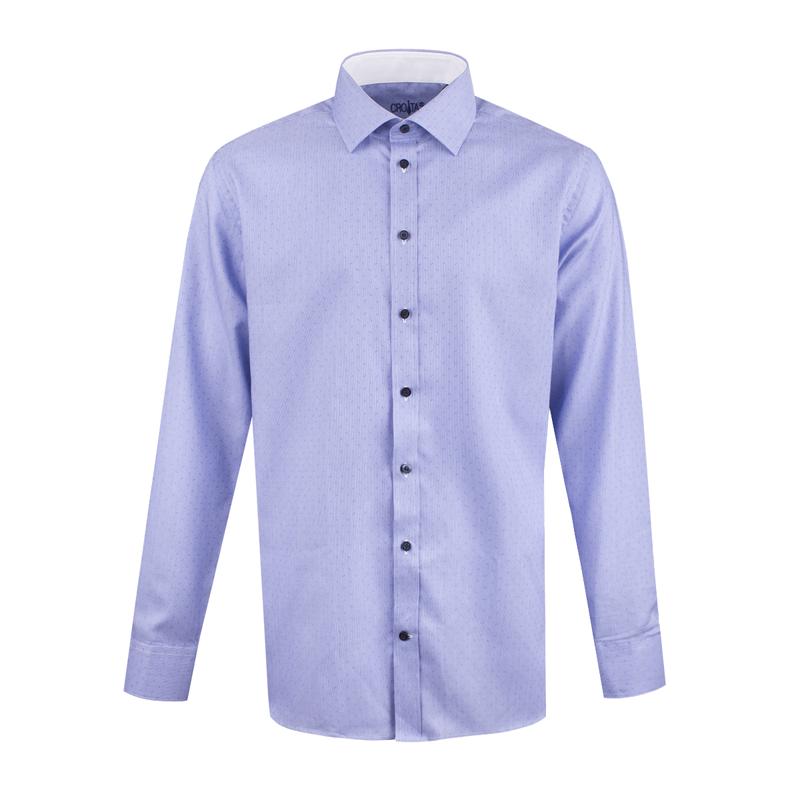 Dress shirt CROATA Clasicum Classic Slim Small shapes Blue  Cotton 100%  Long sleeve