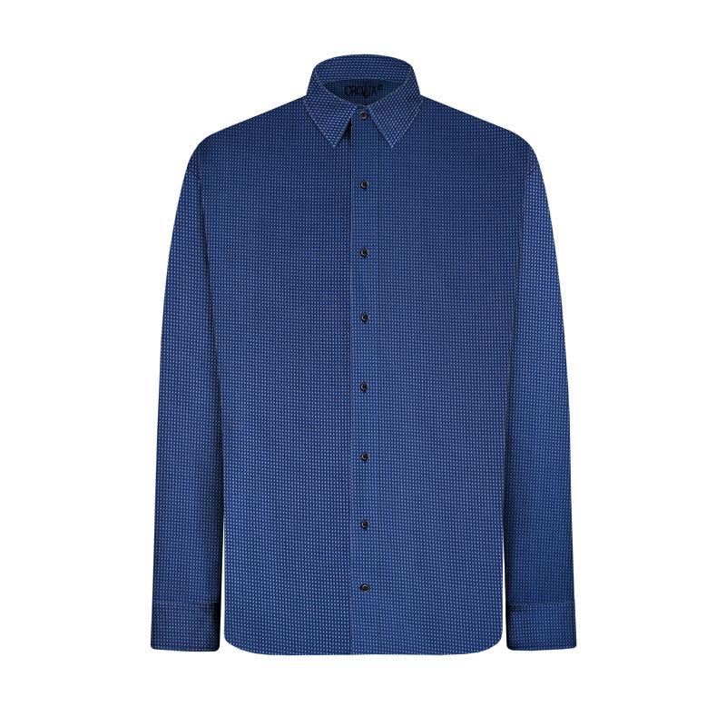 Dress shirt CROATA Trend Classic Slim Dots Blue  Cotton 100%  Long sleeve