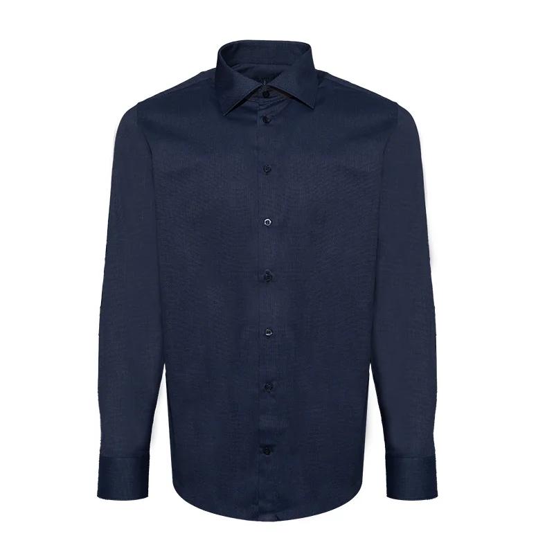 Dress shirt CROATA Trend Classic Tailored Solid Dark blue  Cotton 100%  Long sleeve
