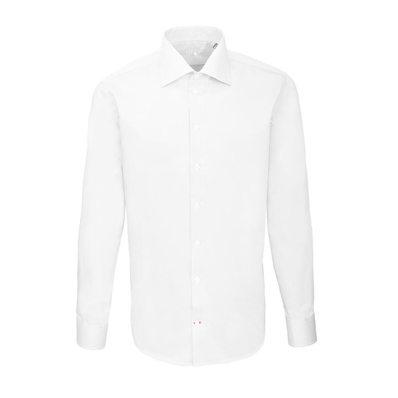 Dress shirt CROATA Brijuni Classic Tailored Solid textured White  Cotton 100%  Long sleeve