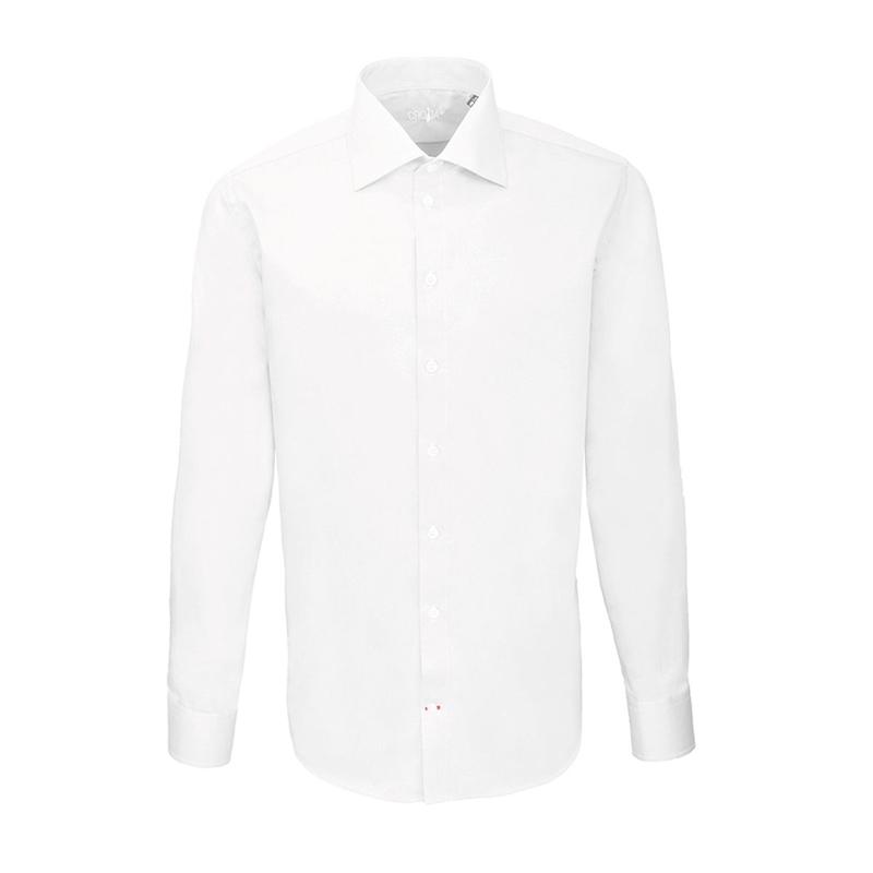 Dress shirt CROATA Brijuni Classic Slim Solid textured White  Cotton 100%  Long sleeve