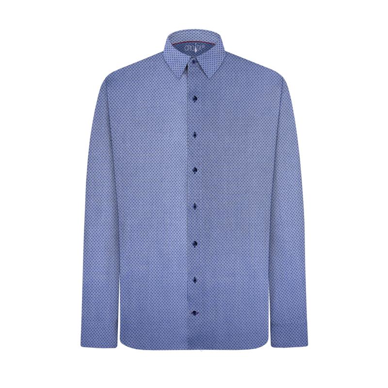 Dress shirt CROATA Brijuni Classic Tailored Solid textured Light grey  Cotton 100%  Long sleeve