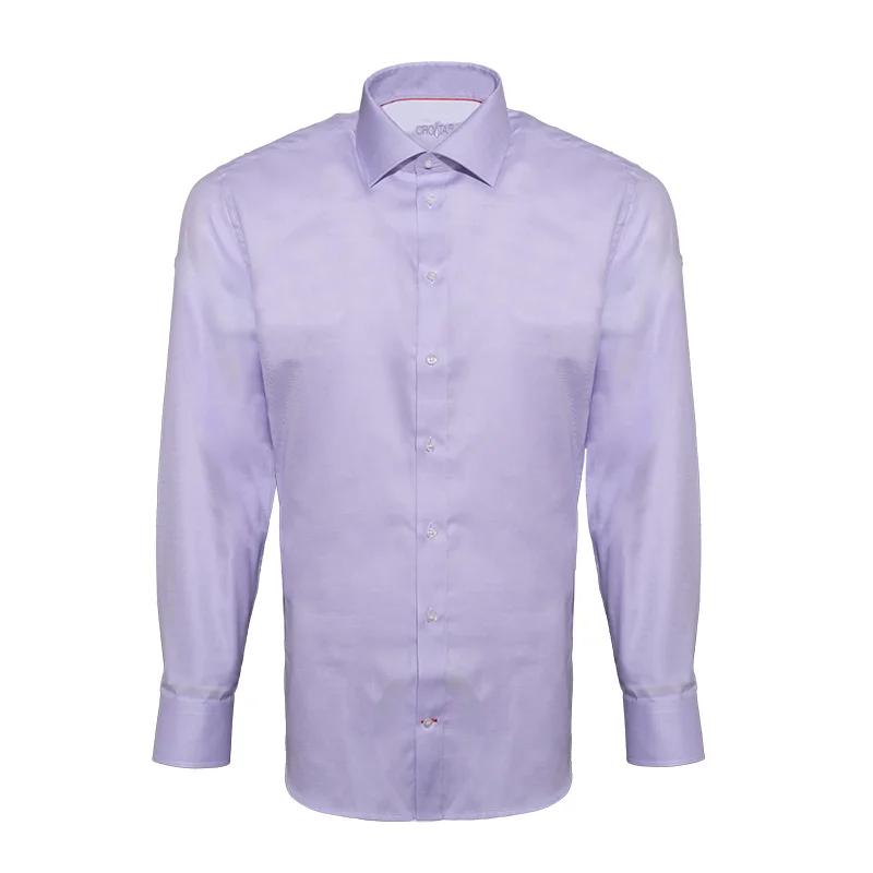 Dress shirt CROATA Brijuni Classic Slim Solid textured Lilac  Cotton 100%  Long sleeve