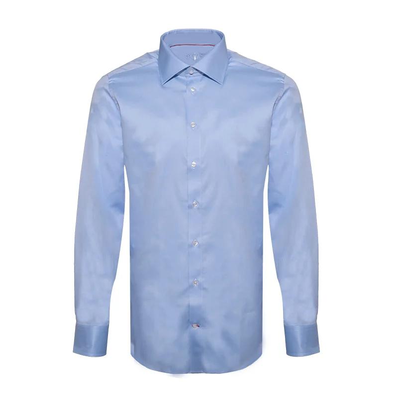 Dress shirt CROATA Brijuni Classic Tailored Solid textured Light blue  Cotton 100%  Long sleeve