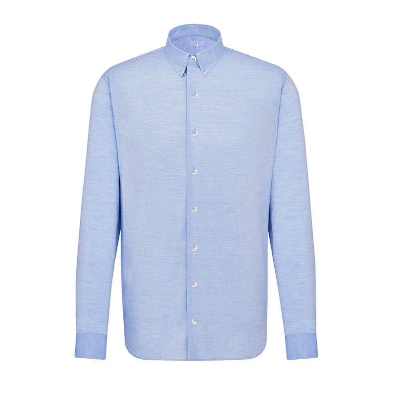 Dress shirt CROATA  Brijuni linen  Classic Tailored Solid textured Blue  Linen 100%  Sleeve 3/4