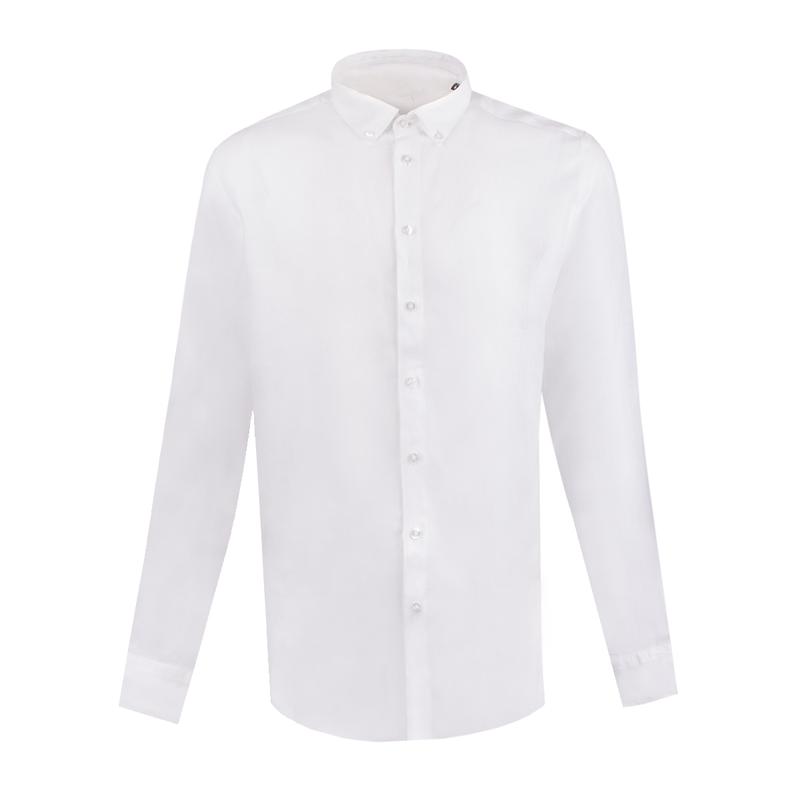 Dress shirt CROATA  Brijuni linen  Classic Tailored Solid textured White  Linen 100%  Long sleeve