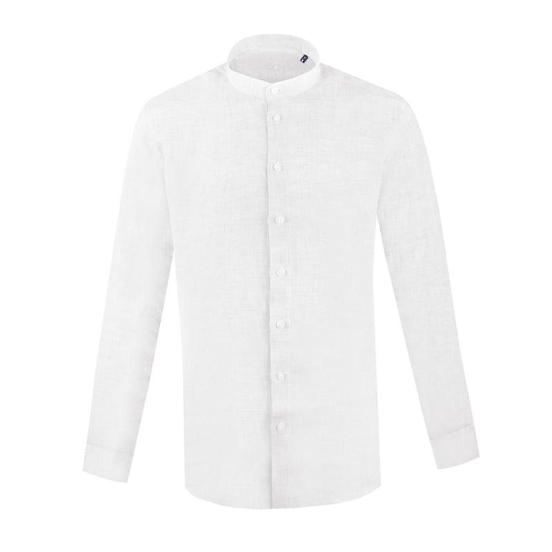 Dress shirt CROATA  Brijuni linen  Classic Tailored Solid textured White  Linen 100%  Long sleeve