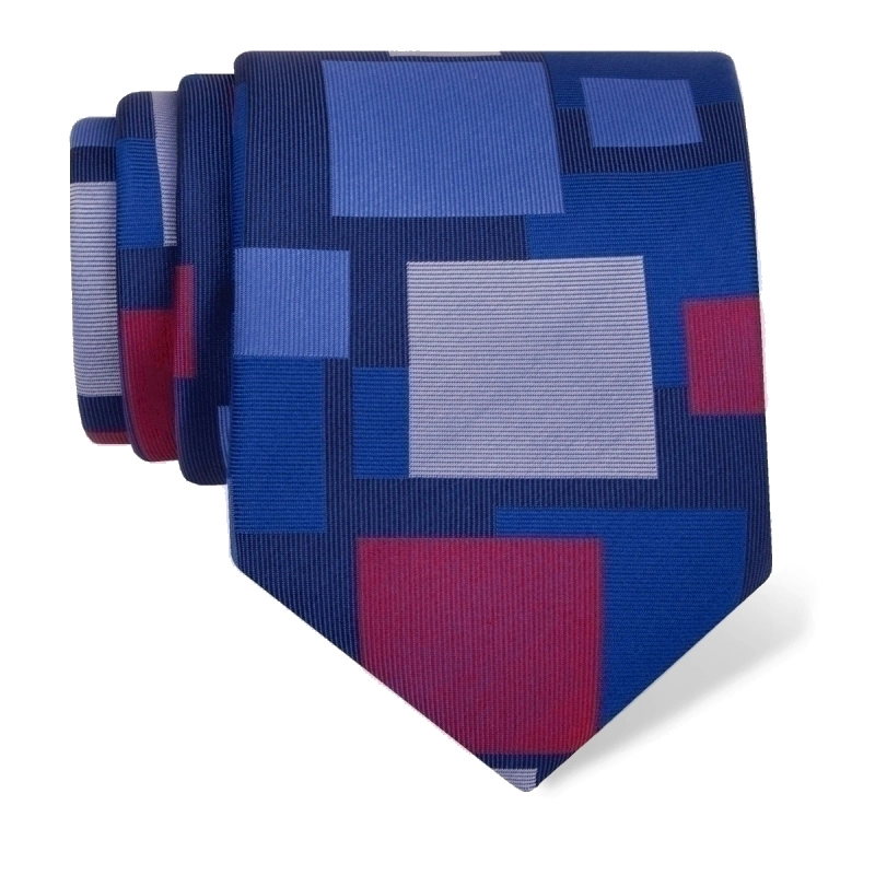 Cravat CROATA Thematic  Squares Blue  Silk 100%  