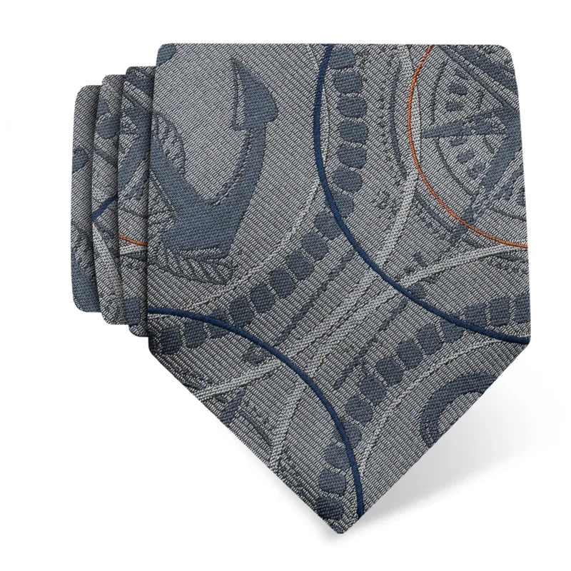 Cravat CROATA Thematic  Maritime motifs Grey  Silk 100%  