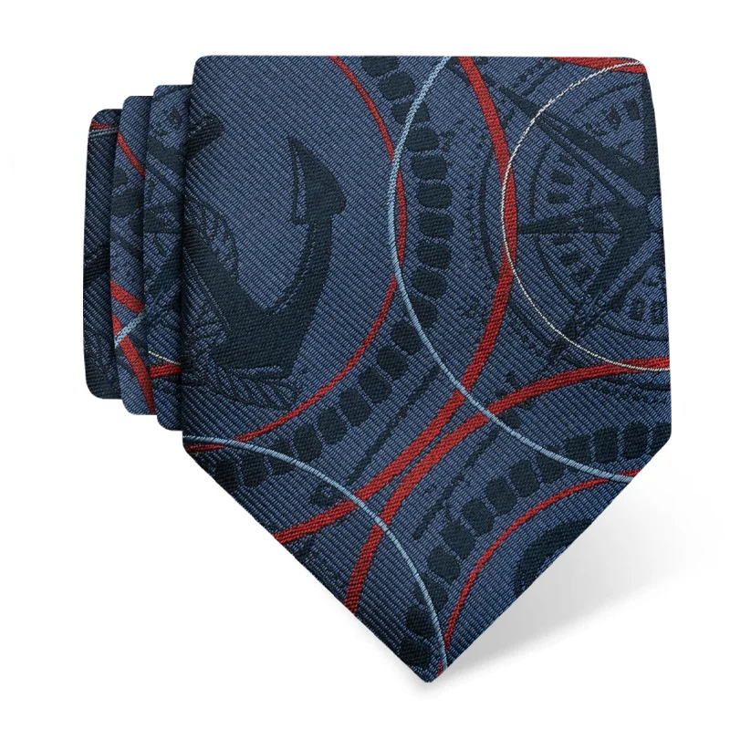 Cravat CROATA Thematic  Maritime motifs Dark blue  Silk 100%  