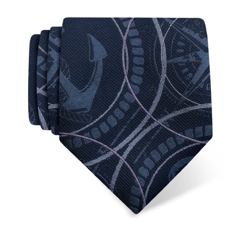 Cravat CROATA Thematic  Maritime motifs Dark blue  Silk 100%  
