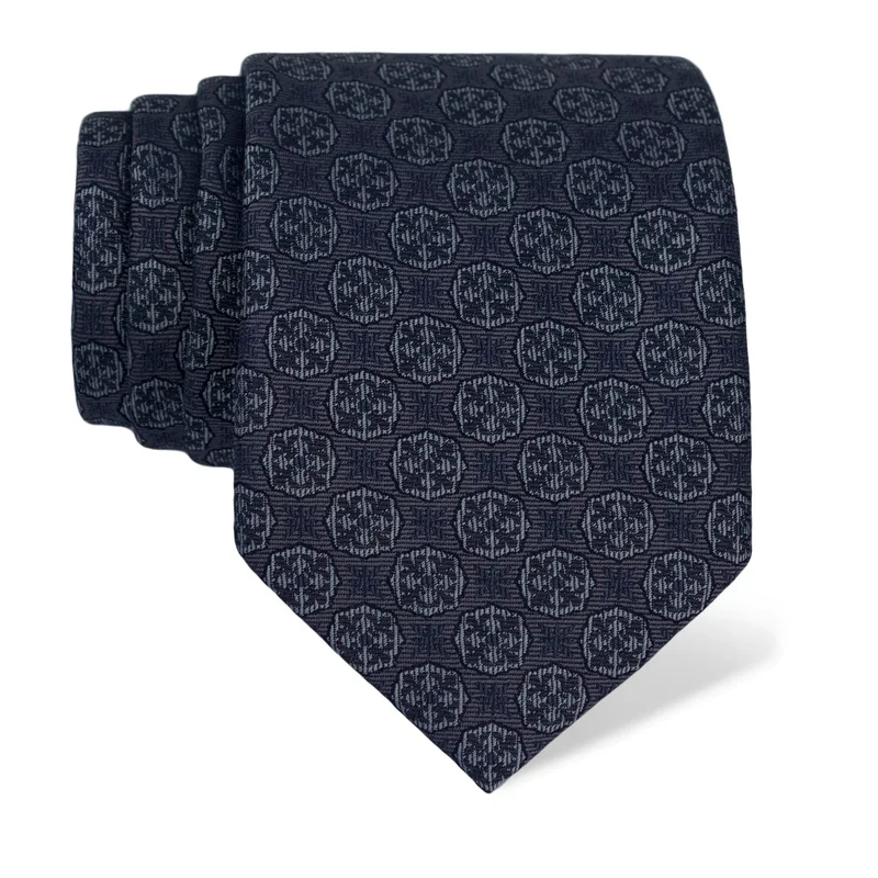 Cravat CROATA Thematic  Folk embroidery Grey  Silk 100%  