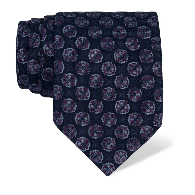 Cravat CROATA Thematic  Folk embroidery Dark blue  Silk 100%  