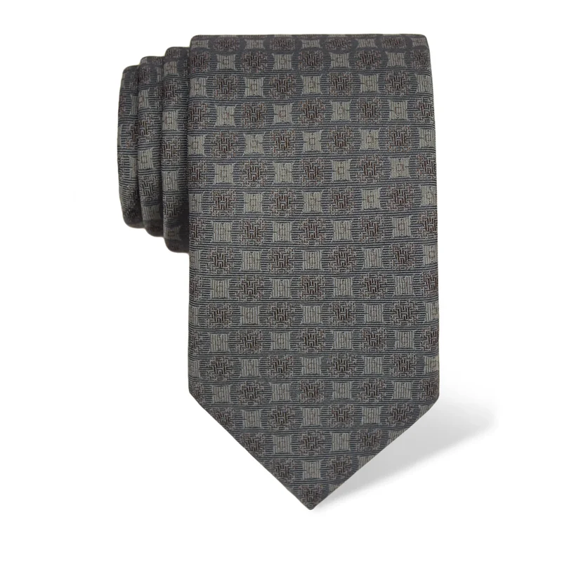 Cravat CROATA Thematic  Folk embroidery Grey  Silk 100%  