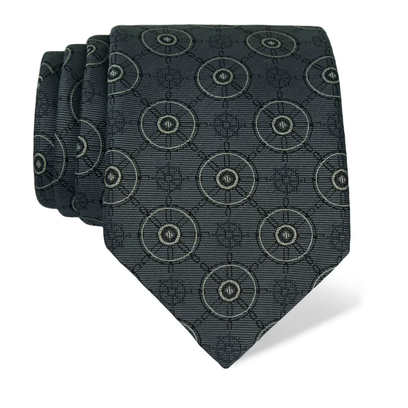 Cravat CROATA Thematic  Maritime motifs Grey  Silk 100%  