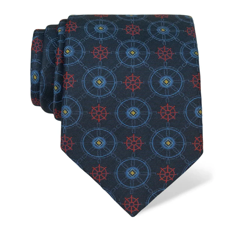 Cravat CROATA Thematic  Maritime motifs Blue  Silk 100%  
