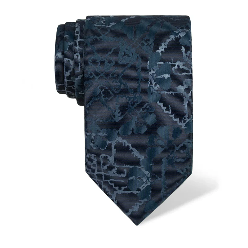 Cravat CROATA Thematic  Folk embroidery Blue  Silk 100%  