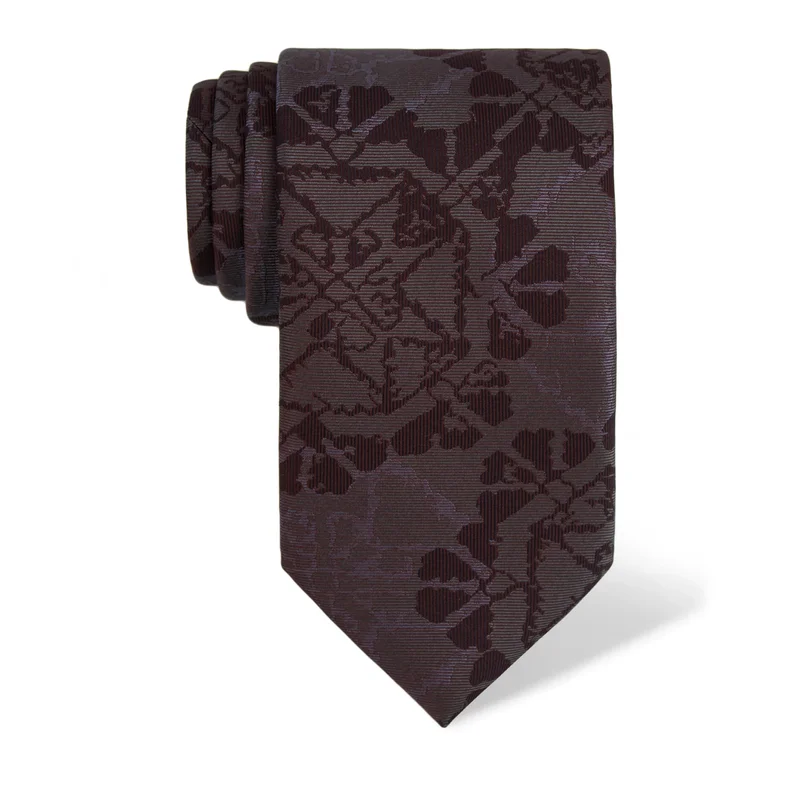 Cravat CROATA Thematic  Folk embroidery Wine red  Silk 100%  