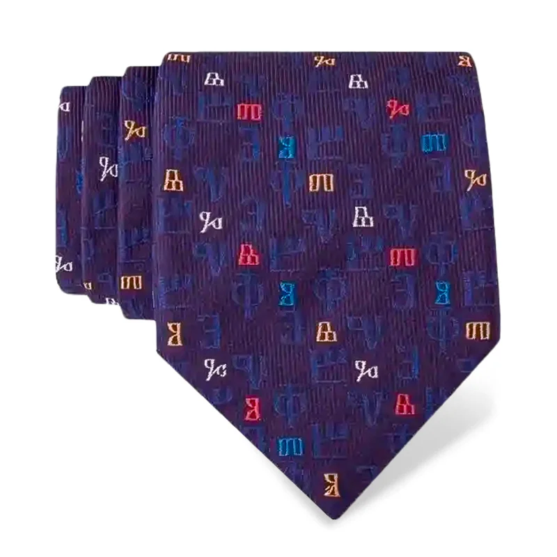 Cravat CROATA Brijuni Thematic  Glagolitic alphabet Dark blue  Silk 100%  