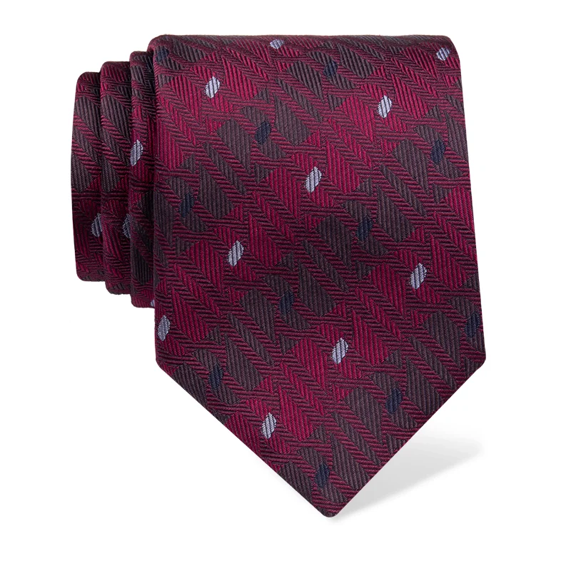 Cravat CROATA Brijuni Thematic  Glagolitic alphabet Wine red  Silk 100%  