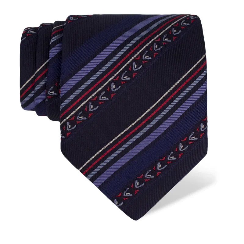 Cravat CROATA Brijuni Thematic  Folk embroidery Dark blue  Silk 100%  