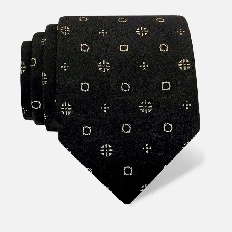 Cravat CROATA auHRum Thematic Limited edition Braiding Black  Silk 80%, Golden laminated silk thread 20%  