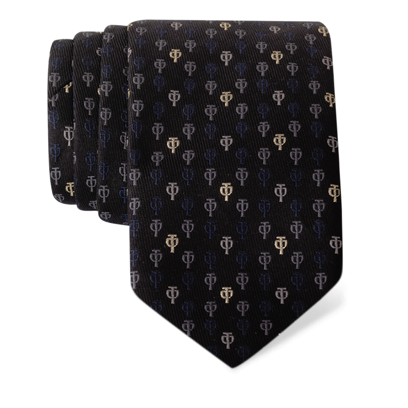 Cravat CROATA AuHRum Thematic Limited edition Glagolitic alphabet Black  Silk 89%, Metalized silk thread (gold) limited 11%  