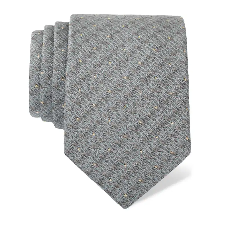Cravat CROATA AuHRum Thematic Limited edition Glagolitic alphabet Grey  Silk 93%, Metalized silk thread (gold) limited 7%  