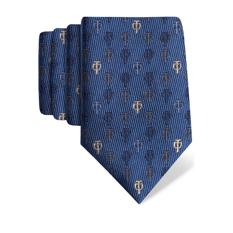 Cravat CROATA AuHRum Thematic Limited edition Glagolitic alphabet Blue  Silk 89%, Metalized silk thread (gold) limited 11%  