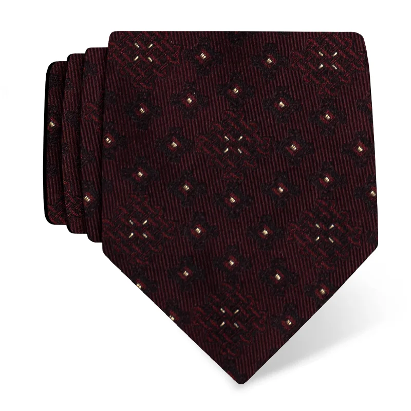 Cravat CROATA AuHRum Thematic  Braiding Wine red  Silk 87%,Metalized silk thread(gold)13%  